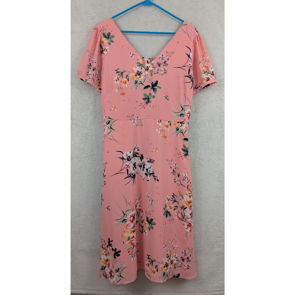 LOFT Pink Floral Midi Dress